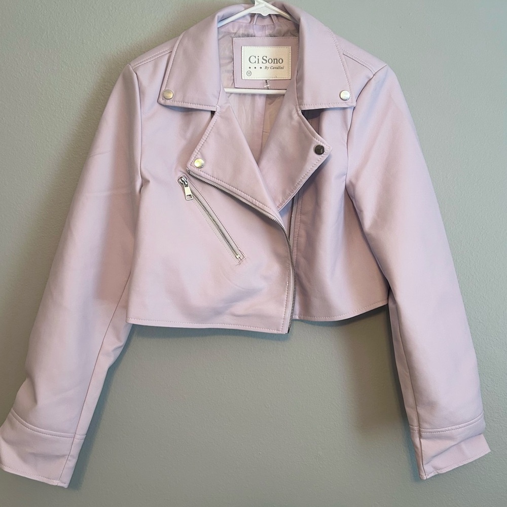 Ci Sono Lilac Faux Leather Jacket